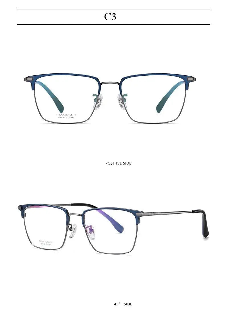 Men's Square Full Rim Titanium Prescription Glasses Yj2037 — view 14 | Rx Spectacle