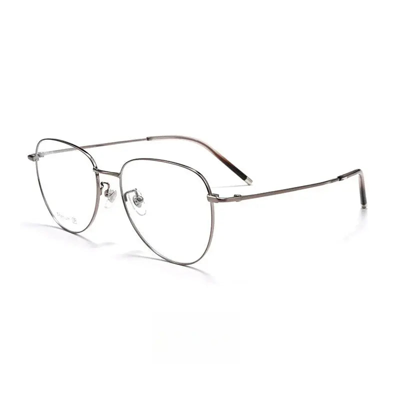 Unisex Oval Full Rim Titanium Flat Top Prescription Glasses 68201 — view 3 | Rx Spectacle