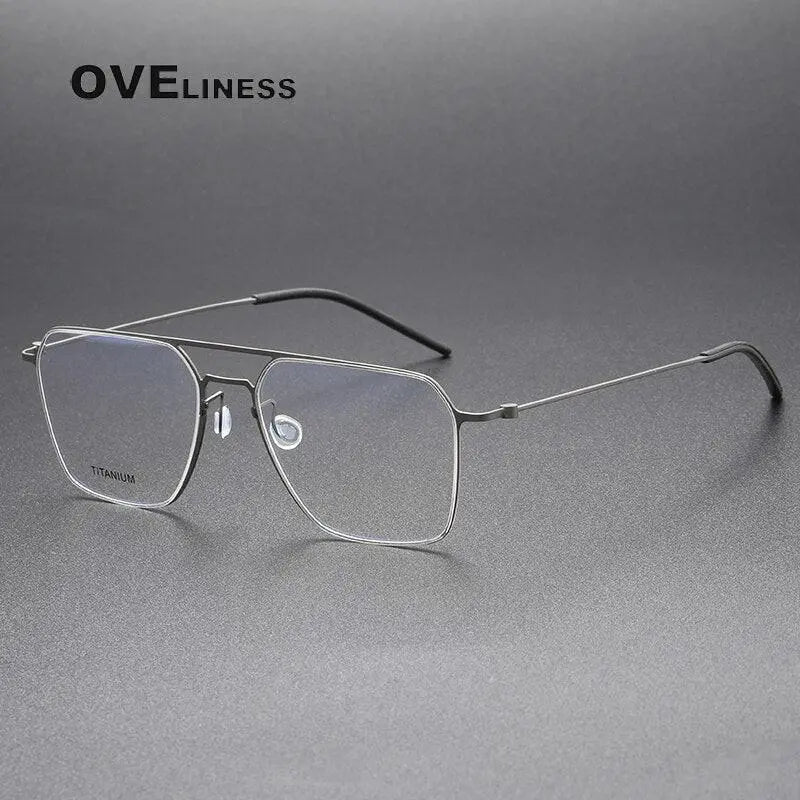 Unisex Square Full Rim Titanium Double Bridge Prescription Glasses 5517 — view 2 | Rx Spectacle