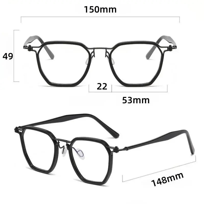 Unisex Polygon Full Rim Titanium Oversized Prescription Glasses 725867 — view 2 | Rx Spectacle