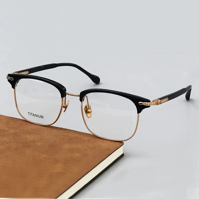 Unisex Square Full Rim Titanium Prescription Glasses M2049 — view 3 | Rx Spectacle