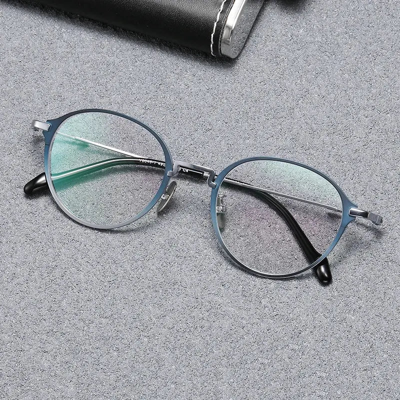 Unisex Oval Full Rim Titanium Prescription Glasses 60046 — view 3 | Rx Spectacle