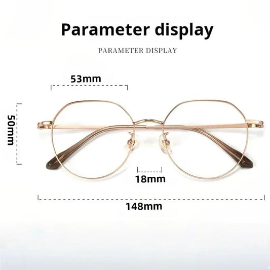Unisex Round Full Rim Titanium Flat Top Prescription Glasses 77008 — view 2 | Rx Spectacle
