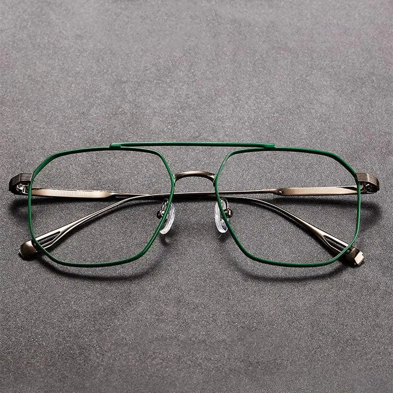 Men's Square Full Rim Titanium Double Bridge Prescription Glasses 47002 — view 9 | Rx Spectacle
