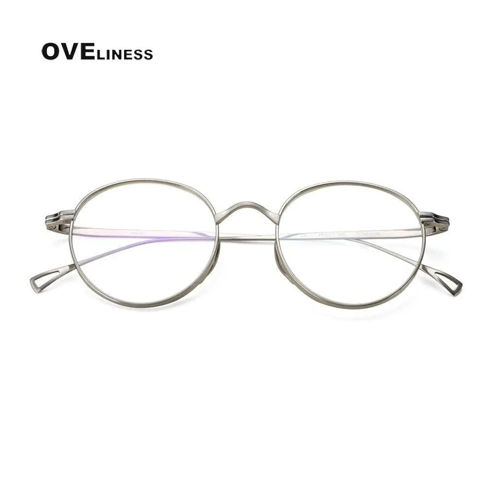 Unisex Round Full Rim Titanium Prescription Glasses 10518 — view 5 | Rx Spectacle