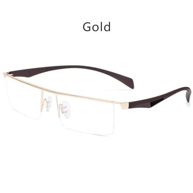 Men's Square Semi-Rimless Titanium Prescription Glasses P83321 — view 2 | Rx Spectacle