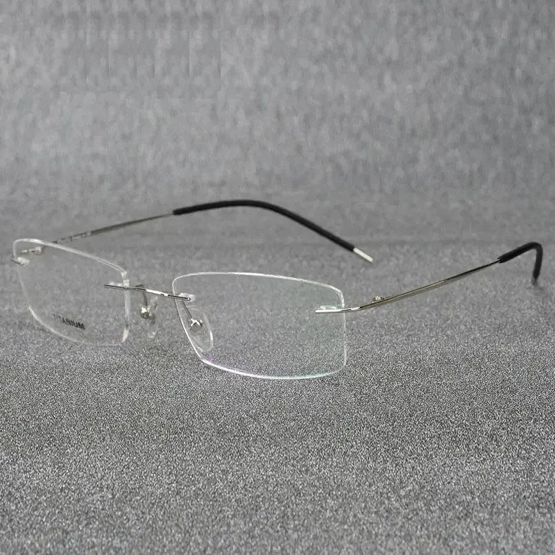 Women's Square Rimless Titanium Prescription Glasses 96210 — view 7 | Rx Spectacle