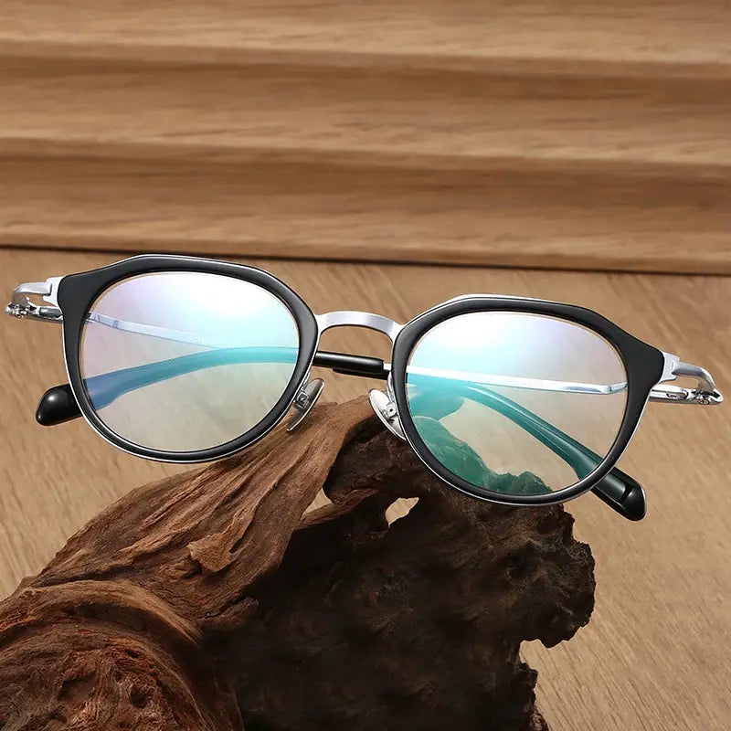 Unisex Oval Full Rim Titanium Flat Top Prescription Glasses 880058 — view 5 | Rx Spectacle