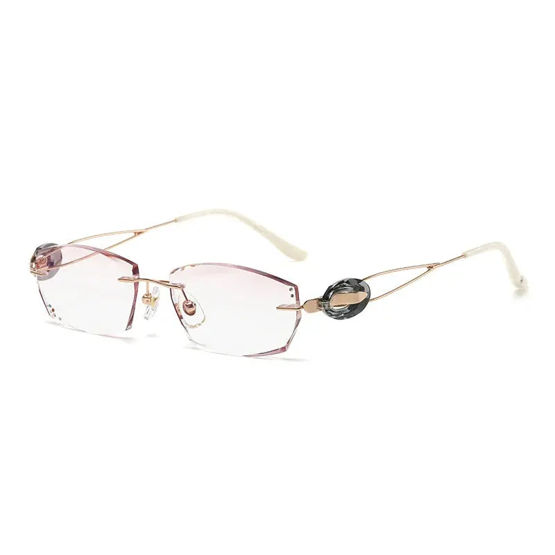 Women's Oval Rimless Titanium Prescription Glasses 50221 — view 3 | Rx Spectacle