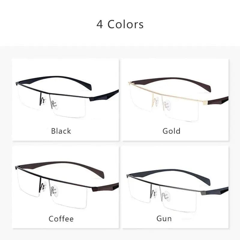 Men's Square Semi-Rimless Titanium Prescription Glasses P83321 — view 6 | Rx Spectacle