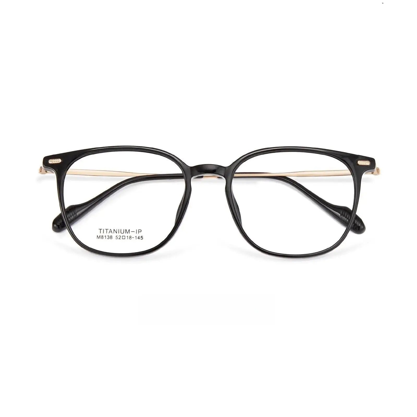 Unisex Square Full Rim Titanium Prescription Glasses M8138 — view 7 | Rx Spectacle