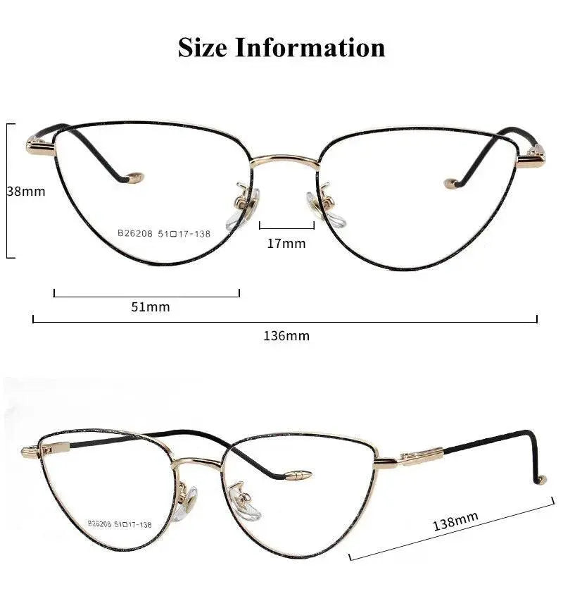 Women's Cat Eye Full Rim Stainless Steel Prescription Glasses 26208 — view 15 | Rx Spectacle