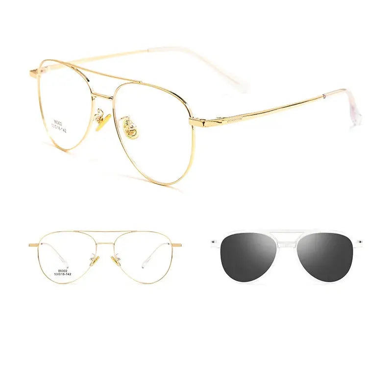 Unisex Oval Full Rim Alloy Double Bridge Clip-On Prescription Glasses 8602 — view 7 | Rx Spectacle