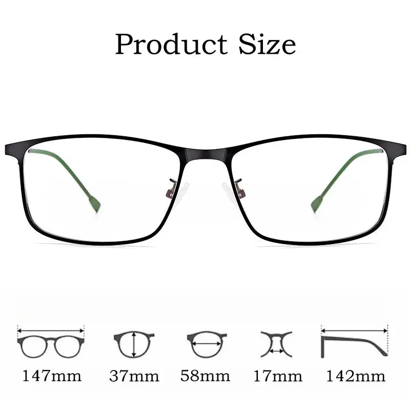 Men's Square Full Rim Alloy Oversized Prescription Glasses 8835 — view 3 | Rx Spectacle