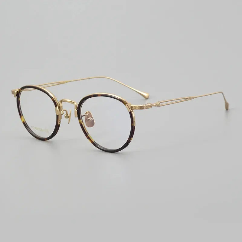 Unisex Oval Full Rim Titanium Prescription Glasses E046 — view 7 | Rx Spectacle