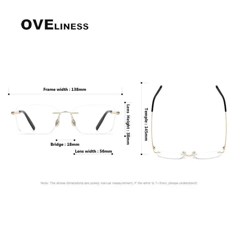Women's Square Rimless Titanium Prescription Glasses 380960 — view 2 | Rx Spectacle