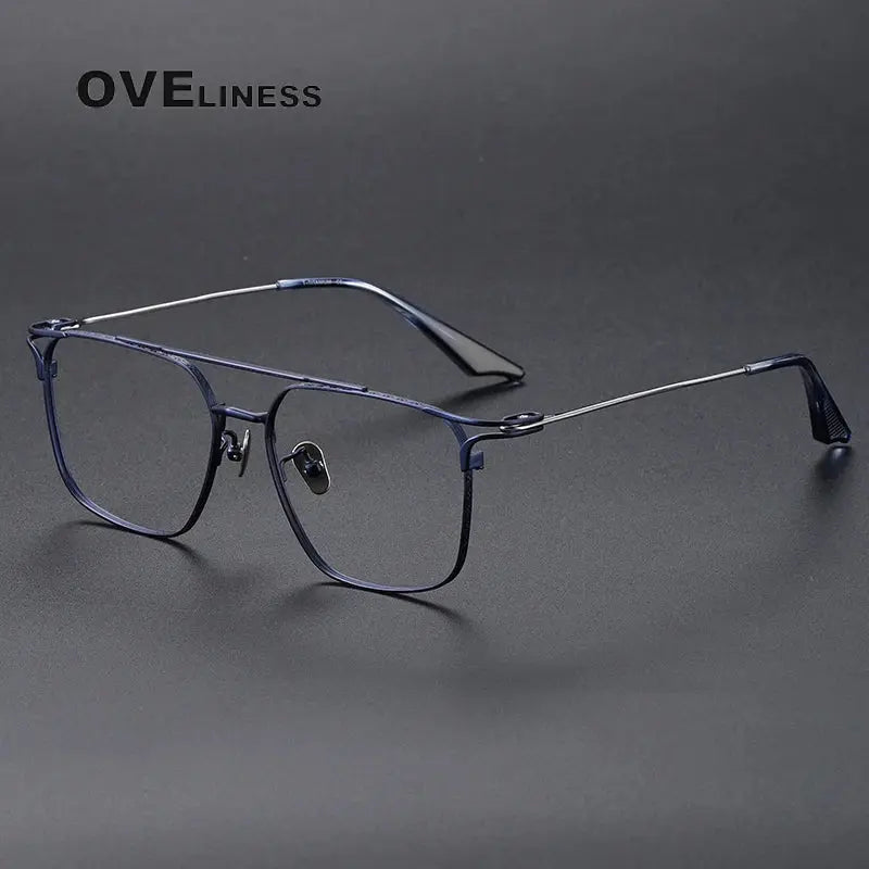 Unisex Square Full Rim Titanium Double Bridge Prescription Glasses 381000 — view 4 | Rx Spectacle