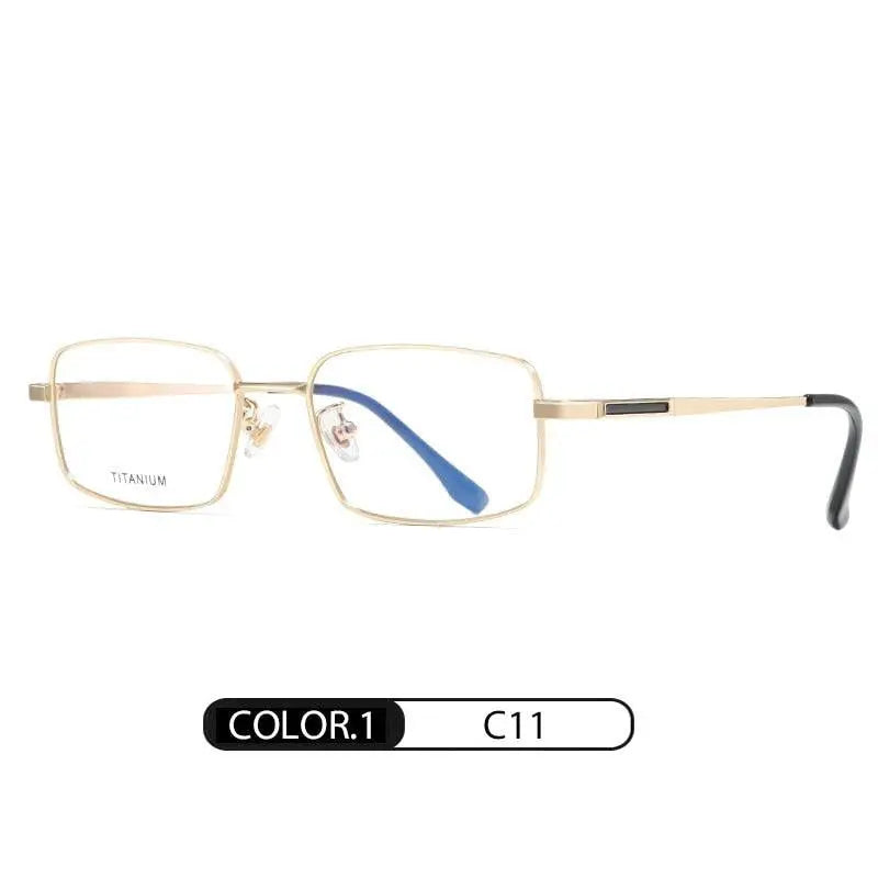 Men's Rectangular Full Rim Titanium Prescription Glasses Pt2219 — view 3 | Rx Spectacle