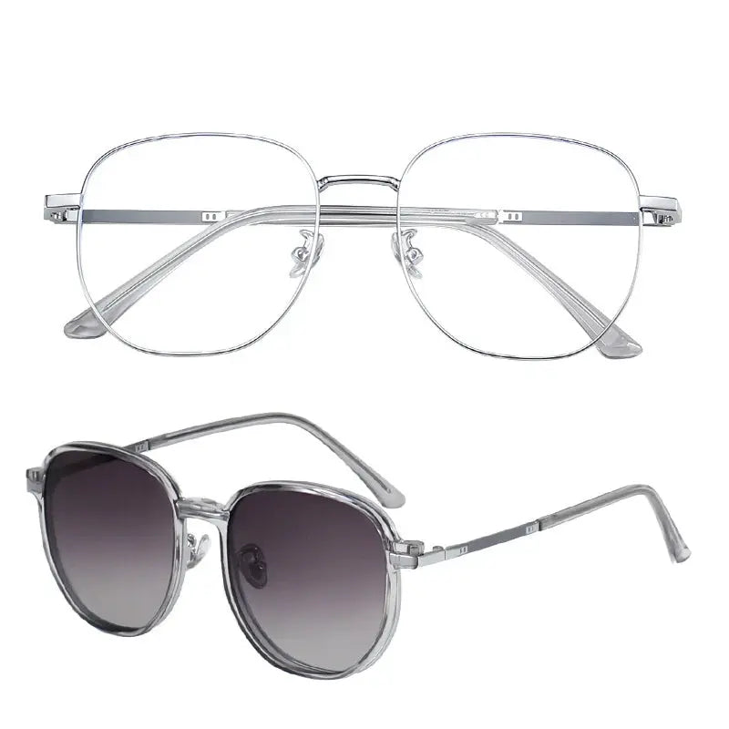 Women's Round Full Rim Alloy Clip-On Prescription Glasses Y1105 — view 8 | Rx Spectacle