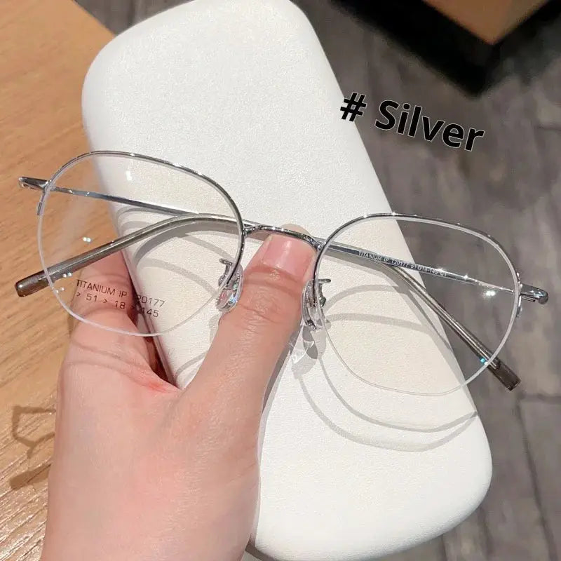 Women's Polygon Semi-Rimless Titanium Prescription Glasses 20177 — view 4 | Rx Spectacle
