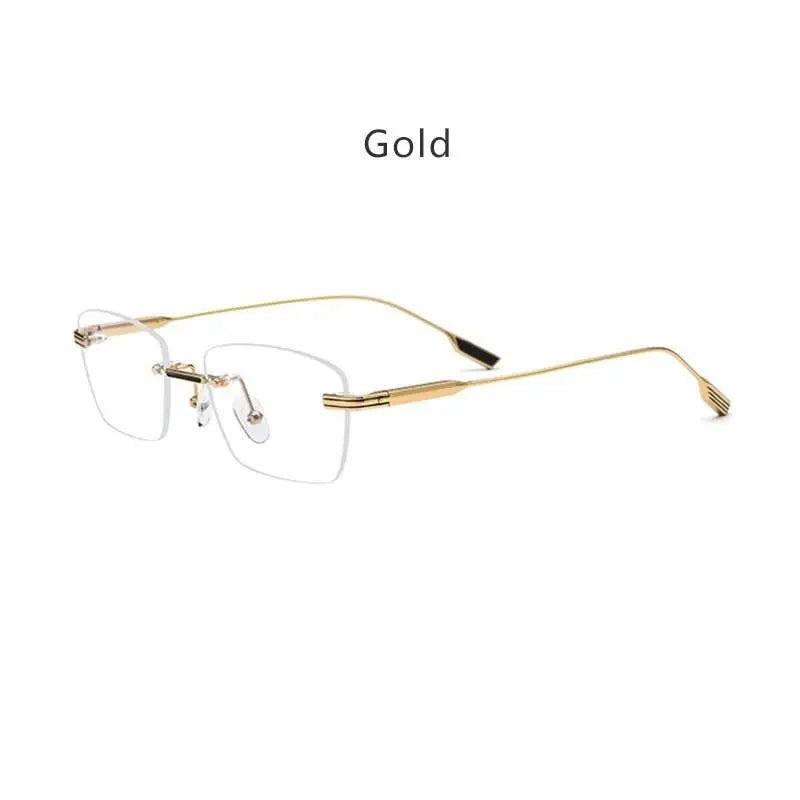 Unisex Polygon Rimless Titanium Prescription Glasses 10093 — view 4 | Rx Spectacle