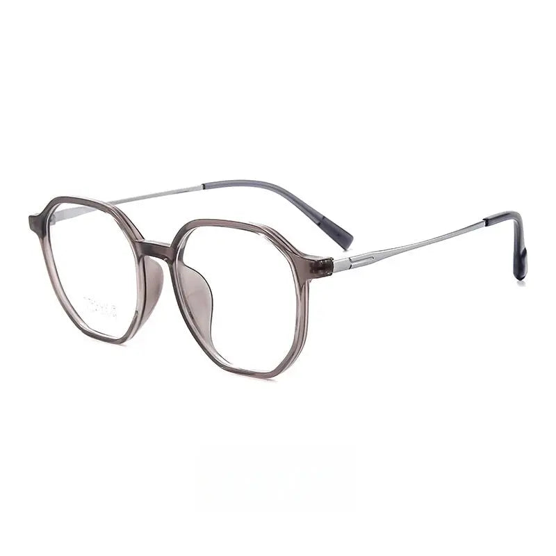 Unisex Oval Full Rim Titanium Flat Top Prescription Glasses 8603 — view 4 | Rx Spectacle