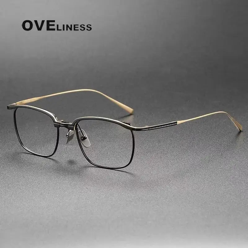 Unisex Square Full Rim Titanium Oversized Prescription Glasses 369148 — view 3 | Rx Spectacle