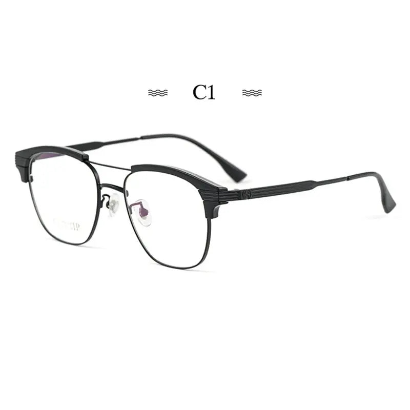 Men's Square Full Rim Titanium Double Bridge Prescription Glasses Bj2315 — view 7 | Rx Spectacle
