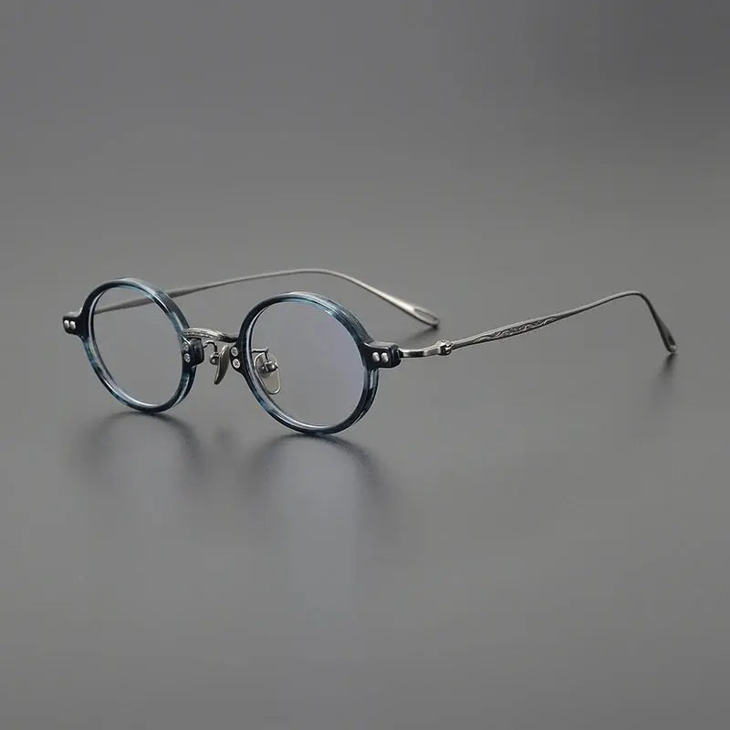 Unisex Round Full Rim Titanium Prescription Glasses 65956 — view 3 | Rx Spectacle