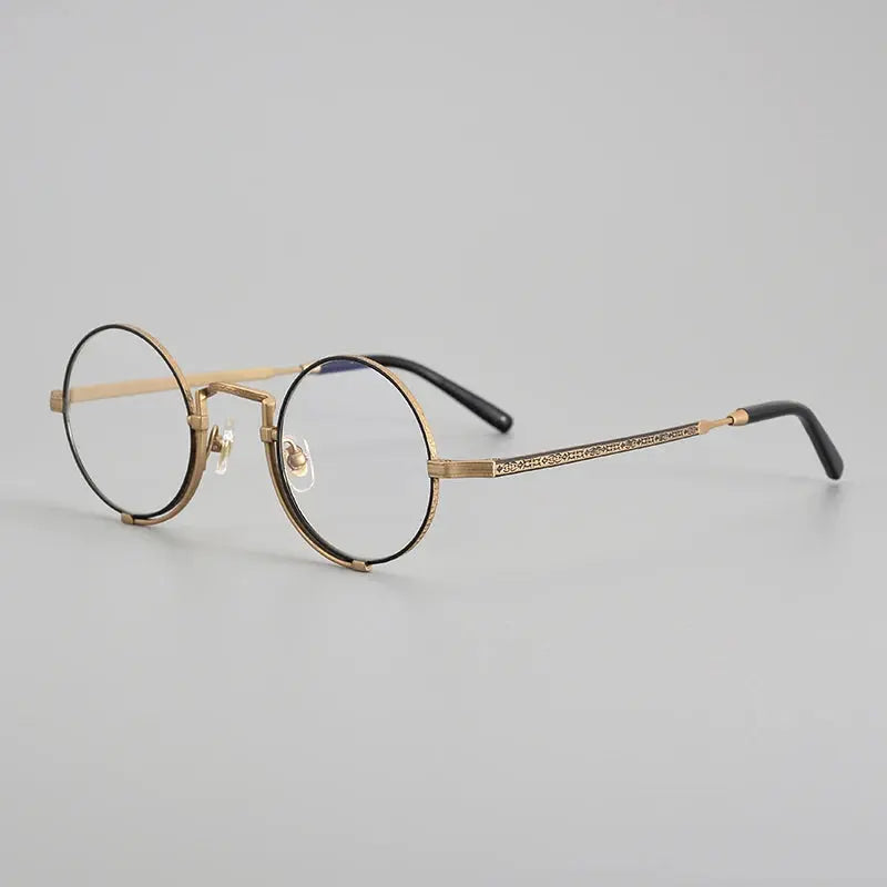 Unisex Round Full Rim Titanium Prescription Glasses 395919 — view 3 | Rx Spectacle
