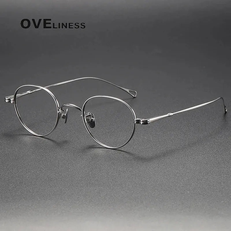 Unisex Oval Full Rim Titanium Prescription Glasses M002 — view 7 | Rx Spectacle