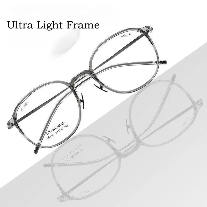 Unisex Round Full Rim Titanium Prescription Glasses L9113y — view 7 | Rx Spectacle