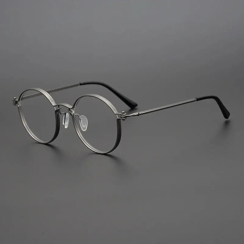 Unisex Round Full Rim Titanium Prescription Glasses Tv002 — view 6 | Rx Spectacle