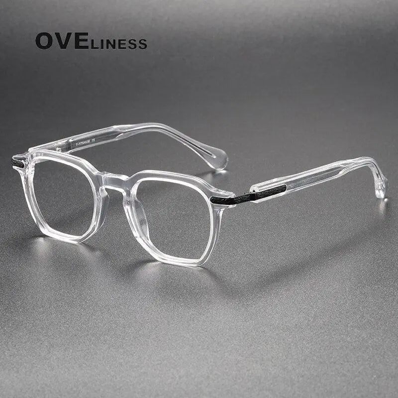 Unisex Square Full Rim Titanium Prescription Glasses 80855 — view 7 | Rx Spectacle