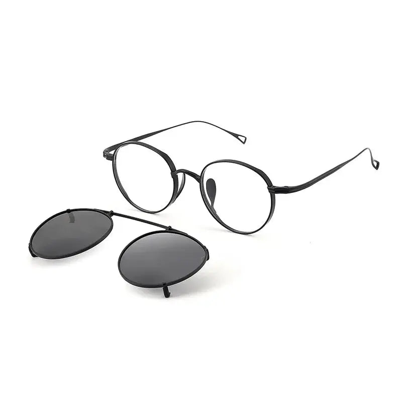 Unisex Round Full Rim Titanium Clip-On Prescription Glasses 396113 — view 4 | Rx Spectacle