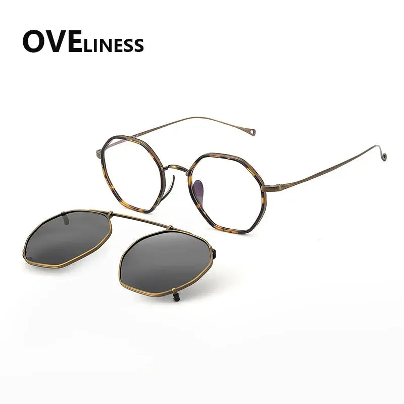 Women's Round Full Rim Titanium Flat Top Clip-On Prescription Glasses 77310 — view 5 | Rx Spectacle