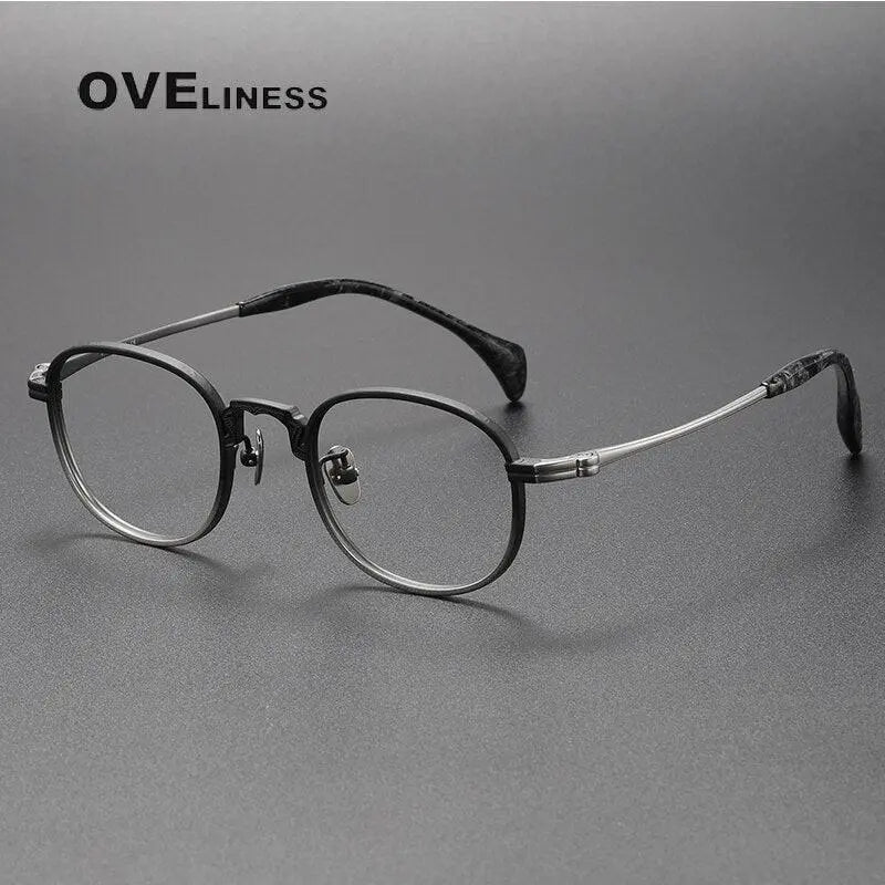 Unisex Square Full Rim Titanium Prescription Glasses 80866 — view 3 | Rx Spectacle