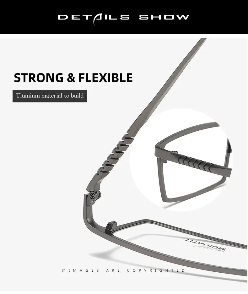 Men's Square Full Rim Titanium Prescription Glasses P8808 — view 4 | Rx Spectacle