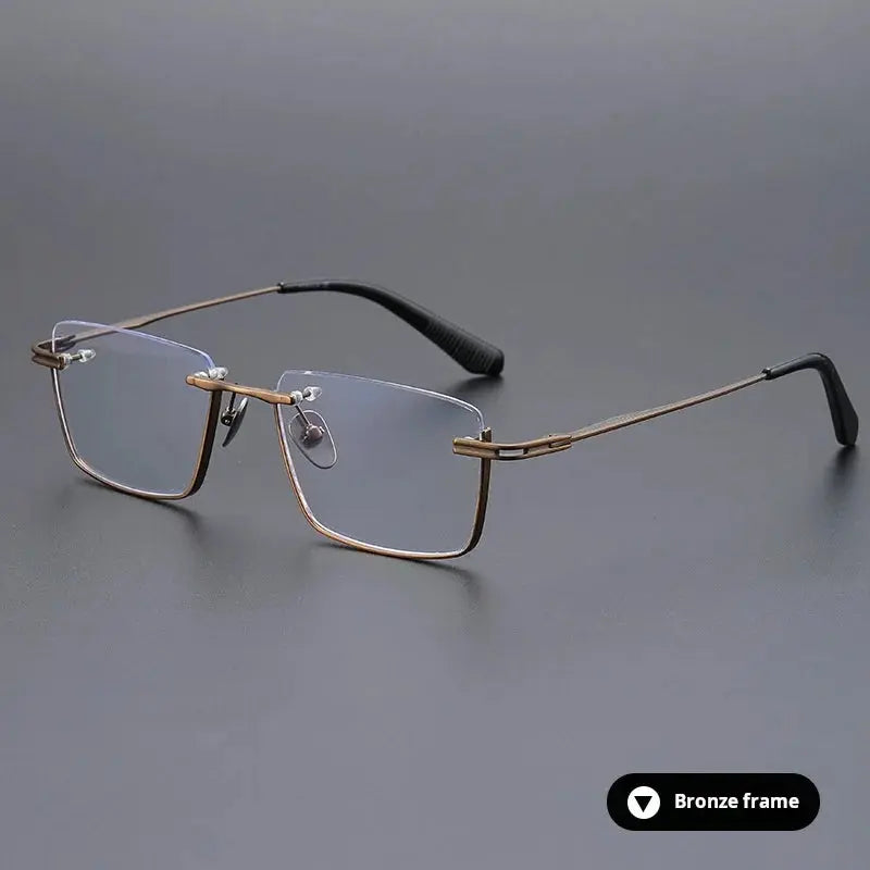 Unisex Polygon Semi-Rimless Titanium Oversized Prescription Glasses 72416 — view 5 | Rx Spectacle