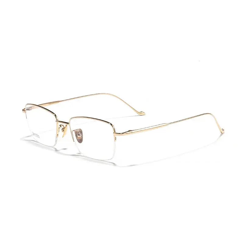 Men's Polygon Semi-Rimless Titanium Prescription Glasses 220420 — view 4 | Rx Spectacle
