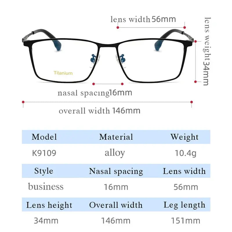 Men's Square Semi-Rimless Titanium Prescription Glasses 91097 — view 2 | Rx Spectacle