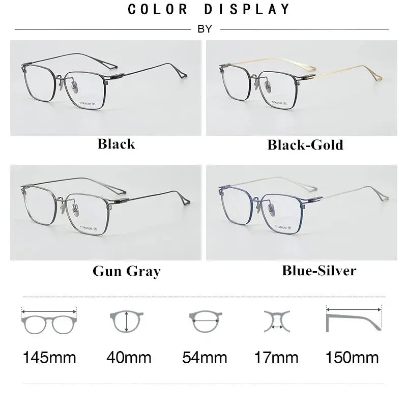 Unisex Square Full Rim Titanium Prescription Glasses 9497 — view 2 | Rx Spectacle