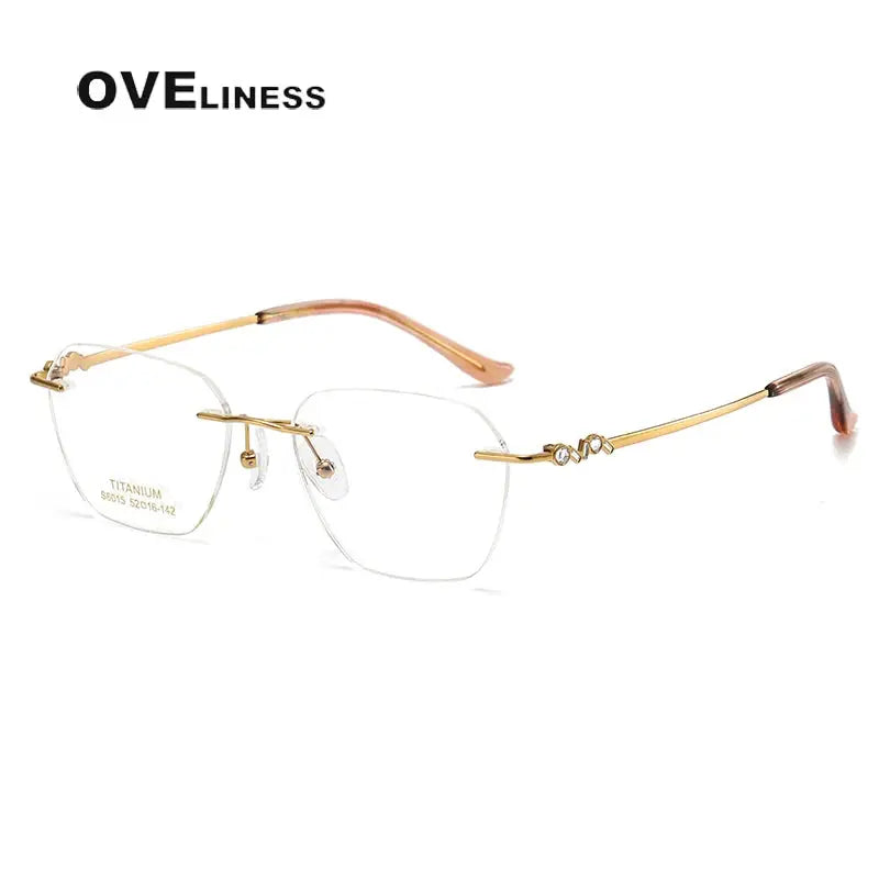 Women's Oval Rimless Titanium Flat Top Prescription Glasses 6015 — view 7 | Rx Spectacle