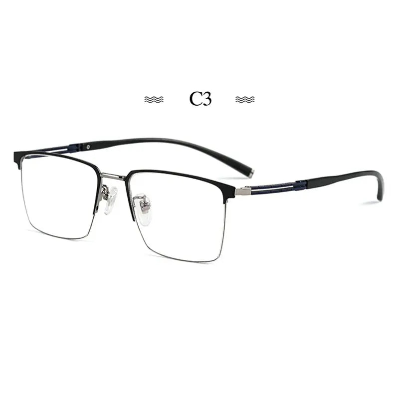 Unisex Square Semi-Rimless Titanium Prescription Glasses 486107 — view 4 | Rx Spectacle