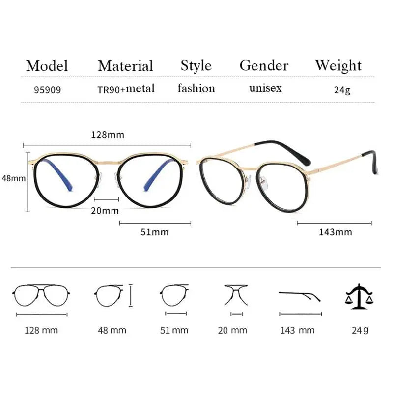 Women's Round Full Rim TR90 Prescription Glasses 95909 — view 2 | Rx Spectacle