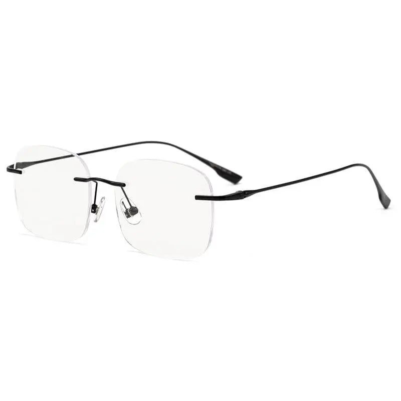 Unisex Square Rimless Titanium Prescription Glasses Eyeglasses1135 — view 4 | Rx Spectacle