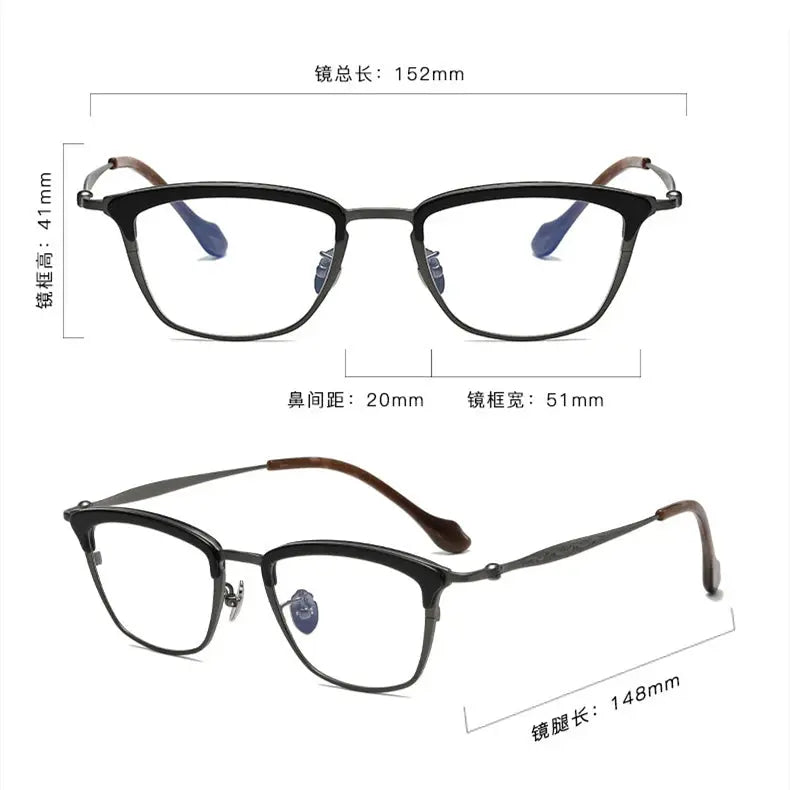 Unisex Square Full Rim Titanium Oversized Prescription Glasses 6069 — view 7 | Rx Spectacle