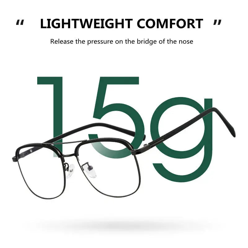 Unisex Square Full Rim Alloy Double Bridge Reading Glasses 18032 — view 3 | Rx Spectacle