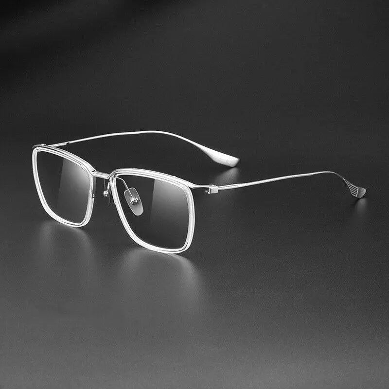 Men's Square Full Rim Titanium Oversized Prescription Glasses Dt106 — view 2 | Rx Spectacle