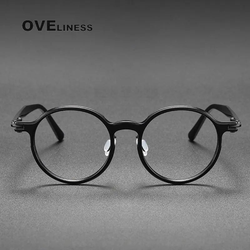Unisex Round Full Rim Titanium Prescription Glasses 5886 — view 9 | Rx Spectacle